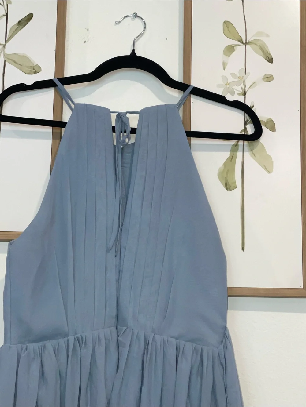 Elegant Slate Blue Halter Maxi Dress